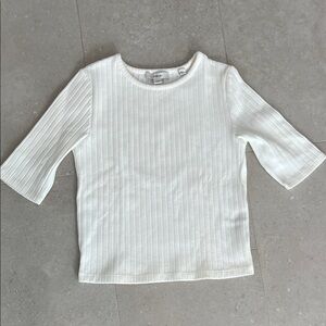 VINCE Ribbed Elbow Sleeve Top